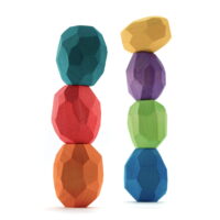 7 Teniques Arcoiris - piedras de madera
